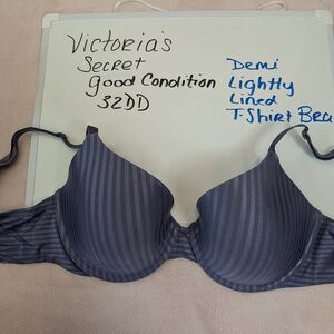 Victoria's Secret Periwinkle Striped T-Shirt Demi Bra